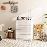 Panana Modern High Gloss Drawer Cabinet 4 Drawers White Gloss Bedroom Storage view 4