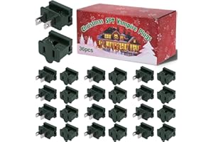 Zealor 36 Pack Male and Female Vampire Plugs SPT 1 Christmas Light Connector Green Zip Cord Gilbert Slip Plug Electrical Light Adapter Extension Cord Ends Pack for Halloween Christmas Holiday Party