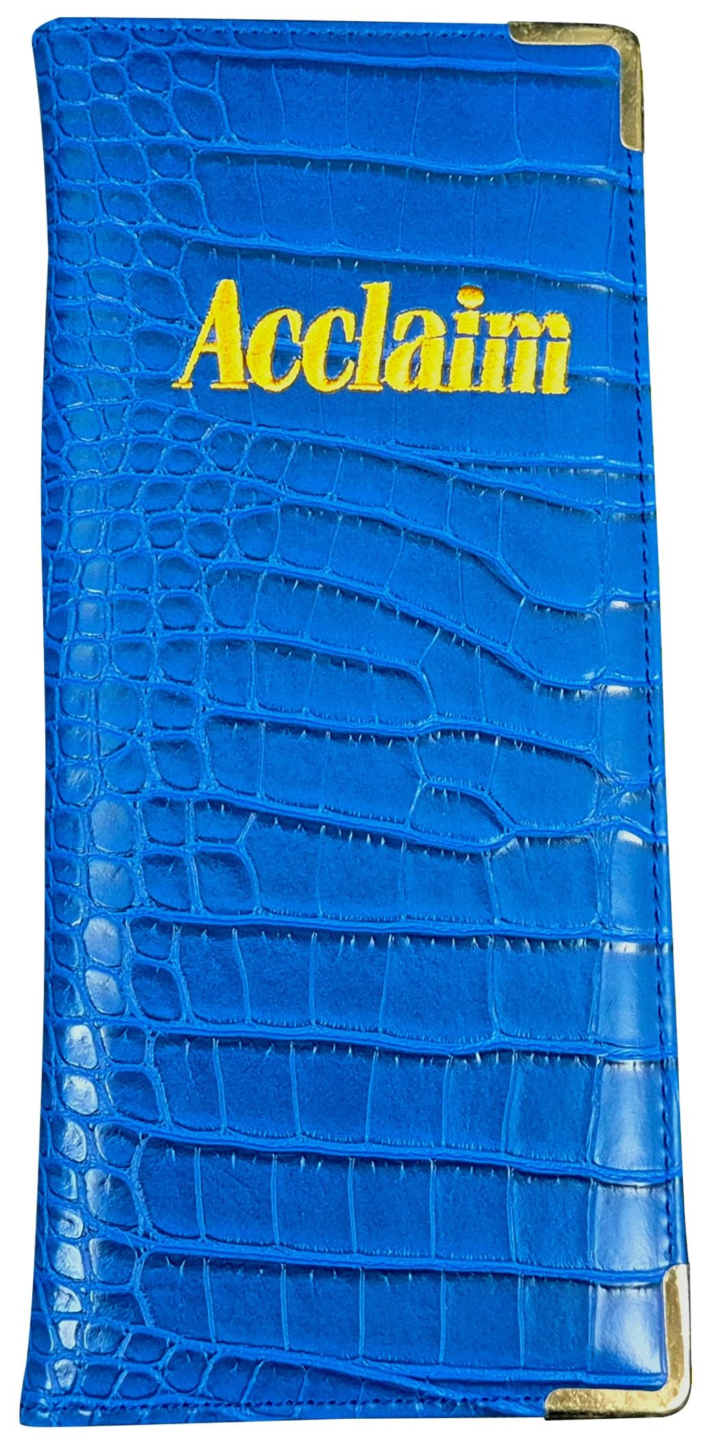 Acclaim Rigid Lawn Bowls Bowling Scorecard Holder Lightly Padded Synthetic Texture Effect 23 cm x 10 cm with Spring Clip & Pen Loop (Blue)