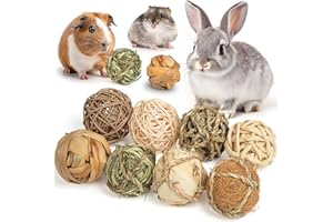 Sofier Rabbit Guinea Pig Bunny Toys 8 Pcs Chew Grass Balls Natural Chews for Rodents Teeth Handmade Enrichment Treats Chinchilla Guinea Pigs Rat Hamster Gerbil Mice