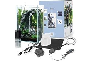 Aqua Worx Sand Waterfall Tank Kit - Silent Operation Falling Sand Fish Tank w/LED Light and Self Cleaning Filtration - Desktop Rimless Starter Aquarium Kit, Just Add Plants - 3.38GAL | 12.8L (A1)