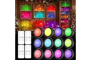 Yiliaw 12 Pack LED Puck Lights Remote Control 16 Color Changeable Under Cabinet Lights, Battery Operated Lights Night Light w