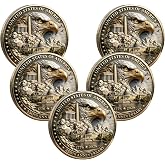 250th Anniversary Commemorative Coins - Golden American Flag &amp; Liberty Bell Design Collectible Coins, Durable Metal Anniversary Coins for Display, Collectors &amp; Gift Idea (A-5PCS)