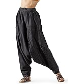 The Veshti Company Women's Printed Harem Pants - Boho Yoga Baggy Pants with Elastic Waist & Drawstring, Hippie Lounge Pants