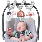 Itzy Ritzy Spiral Car Seat &amp; Stroller Activity Toy, 0 Months &amp; Up (Farm) | Baby Stroller &amp; Car Seat Spiral Toy, Infant Sensory Activity Toy, Easy-Attach Hanging Toy With Textures, Sounds &amp; Visual Play