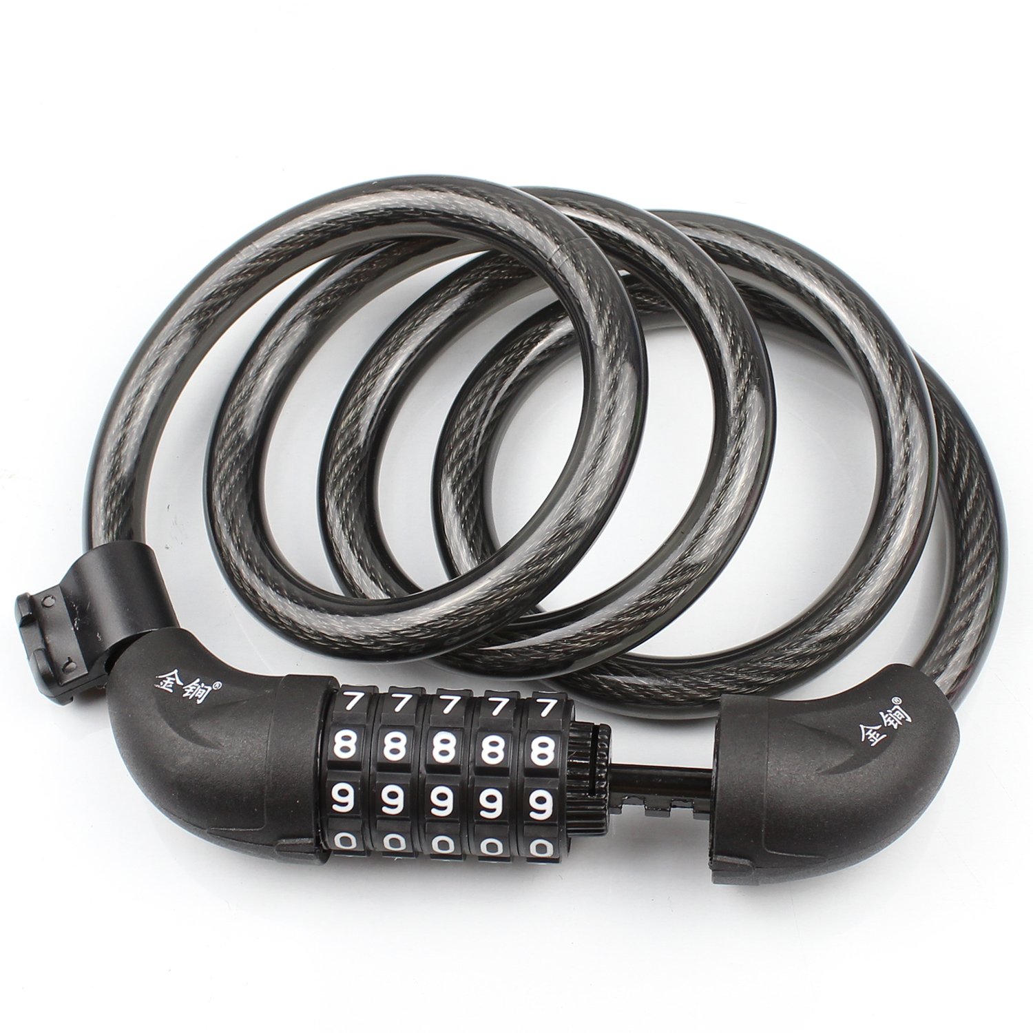Jinjian Bike Lock with 5-Digit Resettable Number, 120cm/12mm Heavy Duty Chain Lock, Combination Cable Lock For Bicycle, Scooter, Grills & Other Items That Need To Be Secured …
