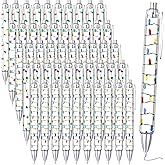 50 Pcs Christmas Pens Gift Bulk Holiday Christmas Light String Ballpoint Pens Gel Ink Pen Writing Bulk Retractable Cute Novelty Winter Light String for Xmas Office School Coworkers Party Supply