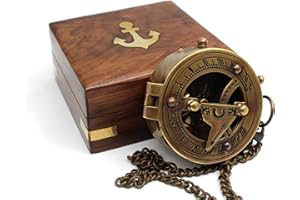 OCEAN REPLICAS Handcrafted Brass Sundial Compass – Vintage Pocket Compass for Camping, Hiking & Travel – Nautical Home Décor – Unique Sailor Gifts for Men, Women, Friends & Family
