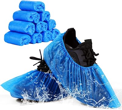 Flintronic Plastic Shoe Covers 100 Pcs Disposable Waterproof Non slip