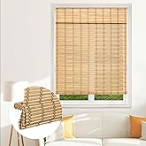 SEEYE Cordless Bamboo Blinds Shades, Light Filtering Bamboo Roller Shades Natural Roman Blind Shade, Bamboo Roll Up Blind for Windows, Easy to Install for Door, Patio, Bedroom, 20" W x 64" H,Natural