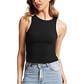 MISS MOLY Women Double Lined Fitted Basic Tops T Shirt Crewneck Tank Tops Workout Y2K Cropped Camisole
