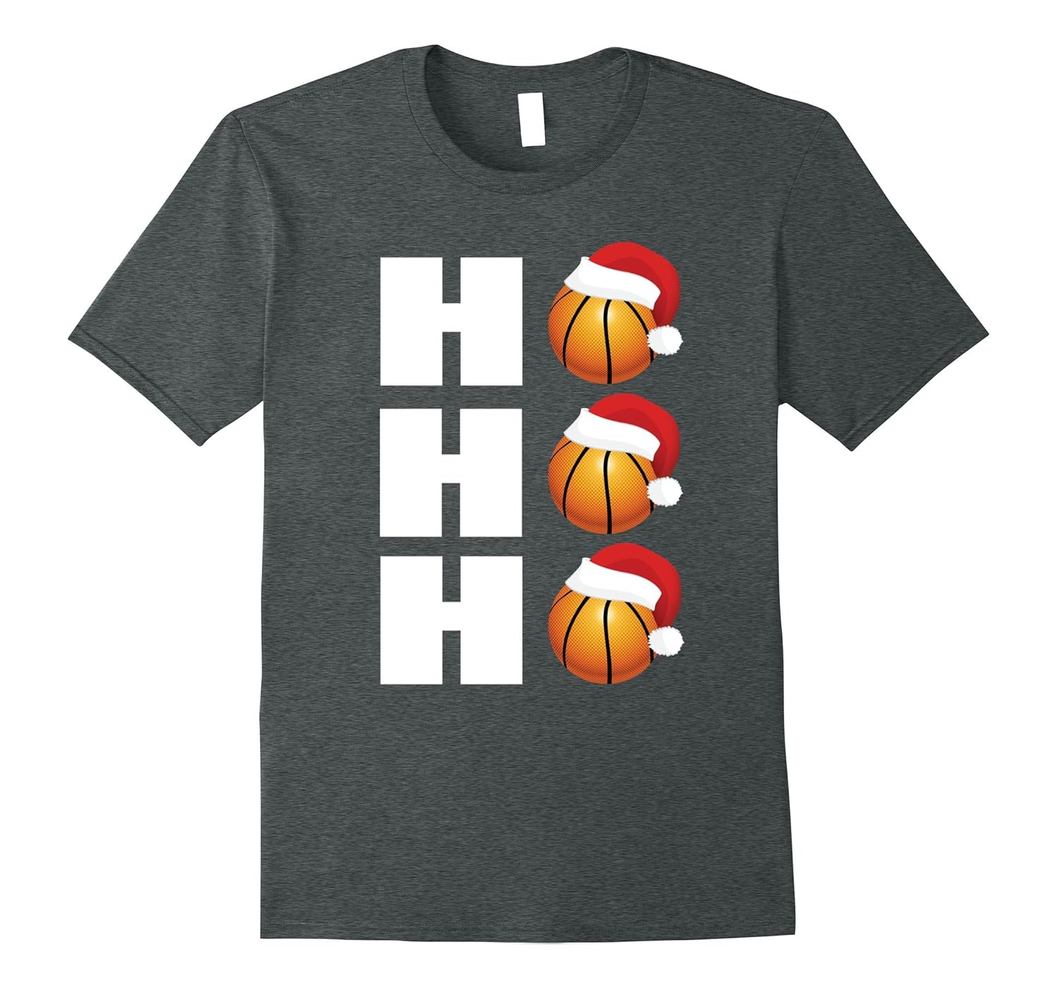 HO HO HO Santa Hat T-Shirt Funny Basketball Christmas Tee-ANZ