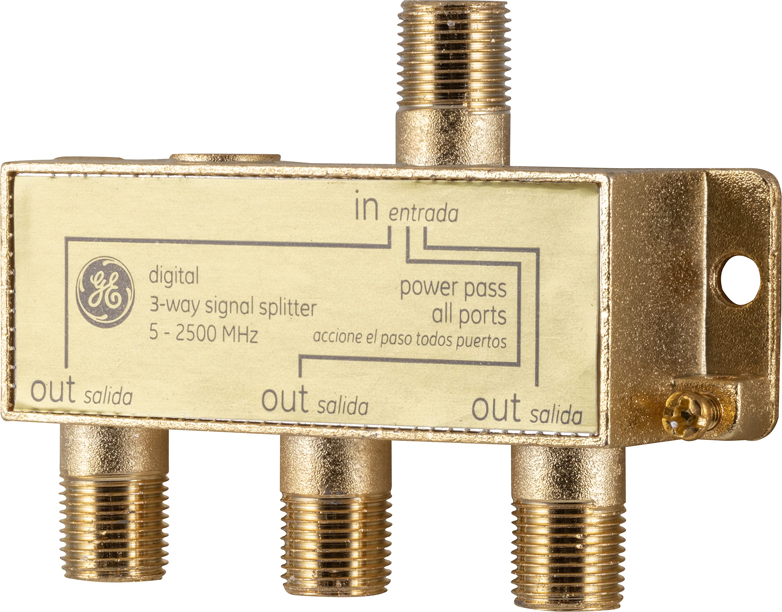 Digital 3-Way Coaxial Cable Splitter, 2.5 GHz 5-2500 MHz, RG6 Compatible, HD TV, Satellite, High Speed Internet, Amplifier, Antenna, Gold Plated Connectors, Corrosion Resistant, 73756
