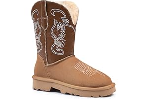 WINBIRD Genuine Leather Suede Platform Womens Winter Snow Boots Fur Lining Pull on Fuzzy Warm Boots with Memory Foam Lightweight Winter Shoes