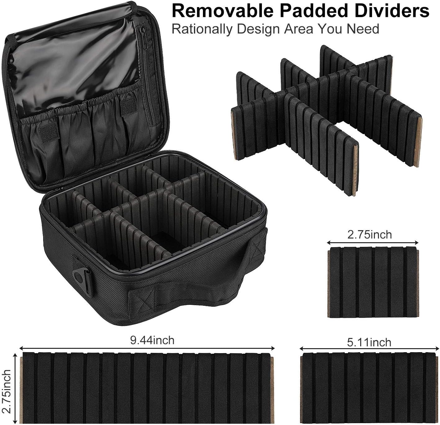 Travel Makeup Train Case LOMEZI,Makeup Cosmetic Case Organizer Portable Artist Storage Bag with Adjustable Dividers for Cosmetics Makeup Brushes Toiletry Jewelry Digital Accessories
