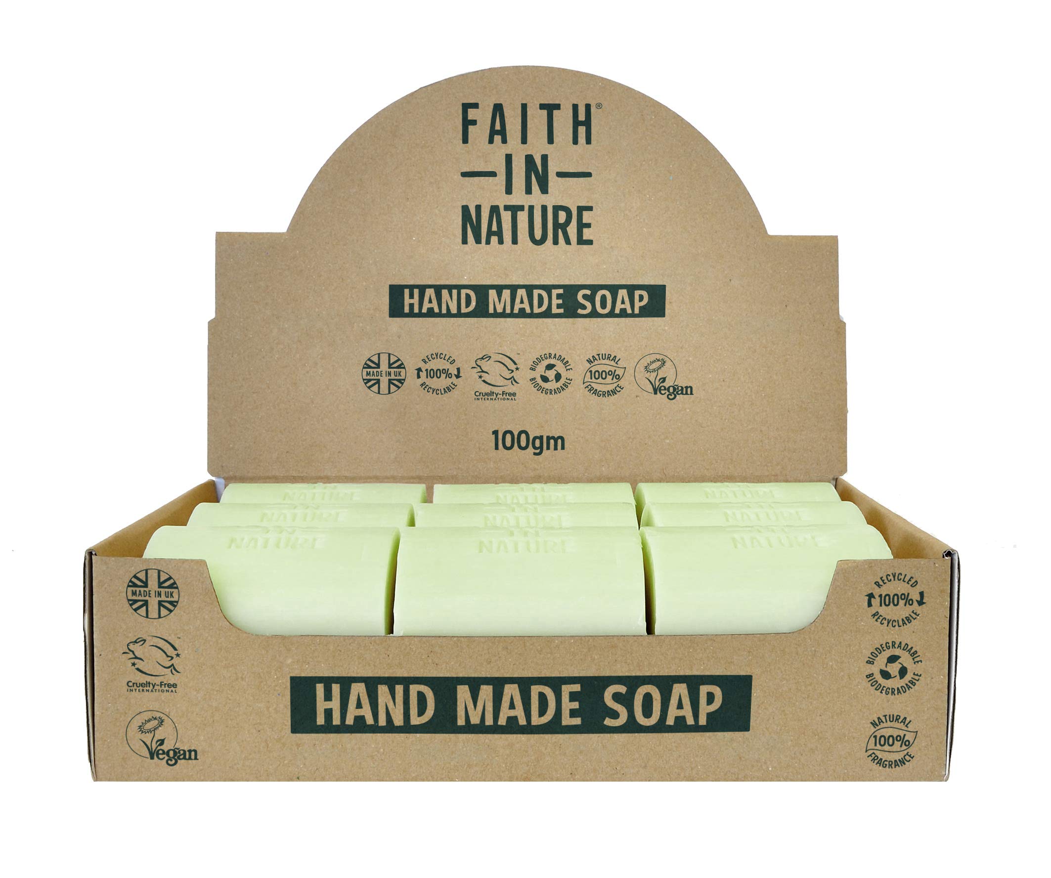 Faith In Nature Natural Aloe Vera Hand Soap Bar Box Set, Rejuvenating, Vegan & Cruelty Free, No SLS or Parabens, 18 x 100g