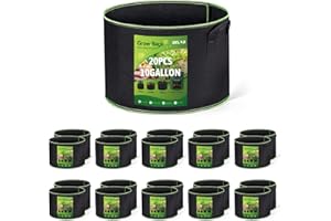 Delxo 20-Pack 10 Gallon Heavy Duty Aeration Thickened Nonwoven Fabric Pots Plant Grow Bags with Handles