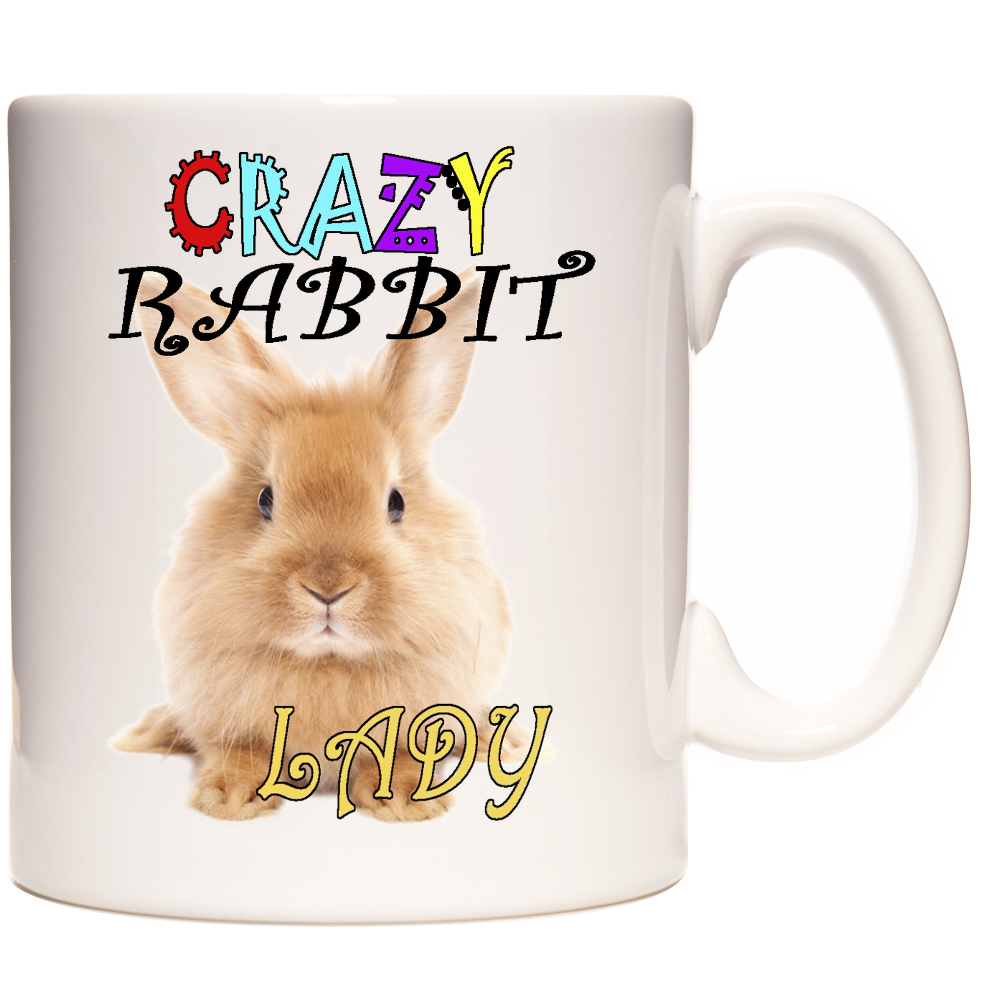 Rabbit Mug. Crazy Rabbit Lady. Novelty Gift Mug. 11oz White Ceramic Mug. Gift for Rabbit Keepers. Bunny Mug. Gift for People who Keep Rabbits