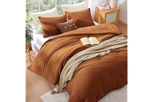 WRENSONGE Burnt Orange Queen Size Comforter Sets, 3 Piece Soft Fluffy Queen Comforter Set (1 Queen Comforter with 2 Pillow Shams) - Terracotta Warm Bedding Comforter Set Suitable for All Seasons
