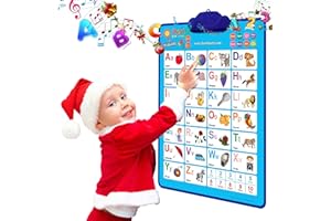 Just Smarty Interactive Alphabet Wall Chart | Talking ABCs & 123s Music Poster with Interactive Light | Toddler Alphabet Learning | Best Educational Gift for Boys & Girls Ages 2 3 4 5 | Letter Sounds