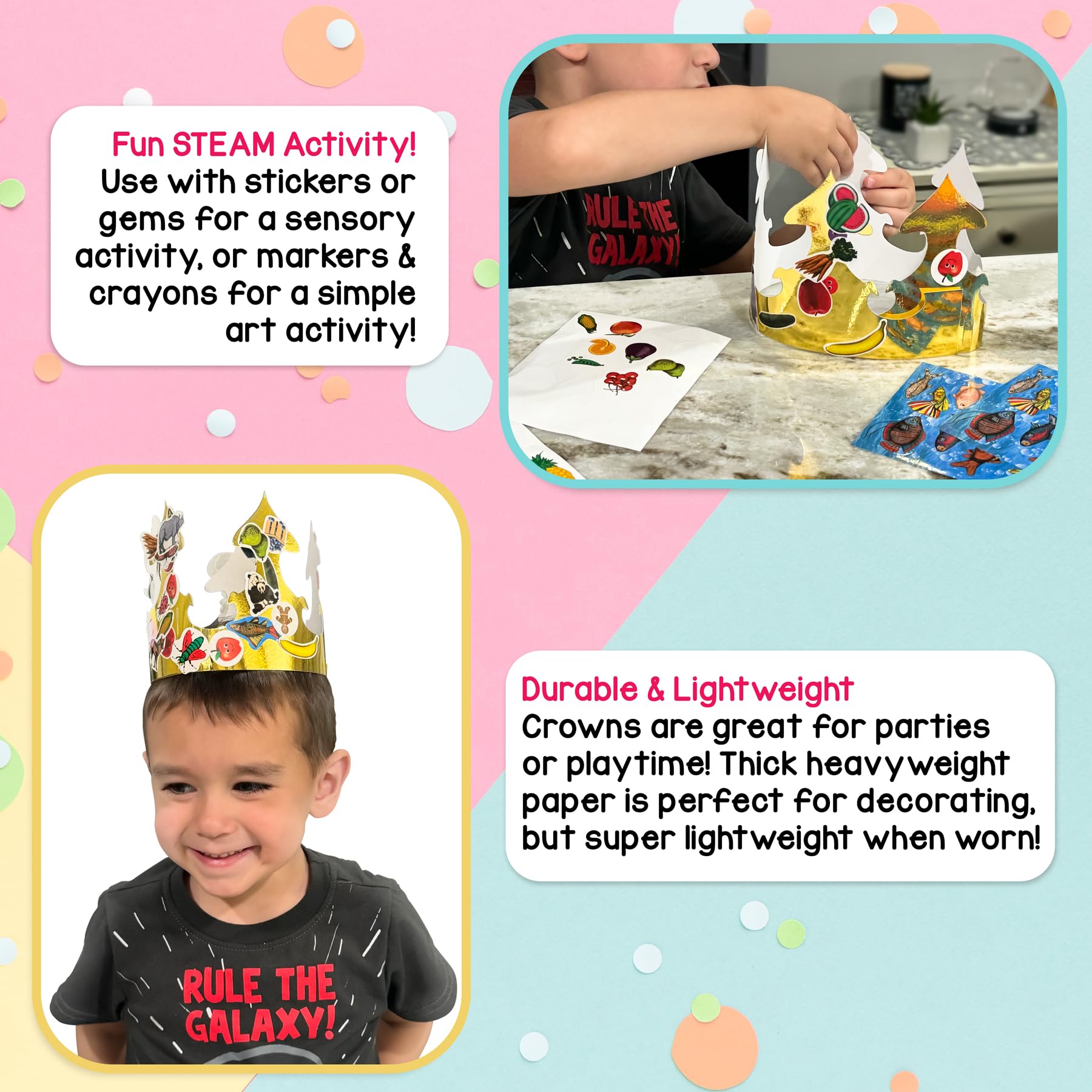 Hygloss White Paper Crowns 144 Pack - Paper Crowns for Kids to Decorate - Craft Activity - Blank Crown for Adults - Perfect for Parties, Celebrations - DIY Crown Crafts