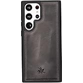 Venito Lucca Leather Case Compatible with Samsung Galaxy S23 Ultra (6.8 inches) Case – Extra Secure with Padded Back Cover (Faded Gray)