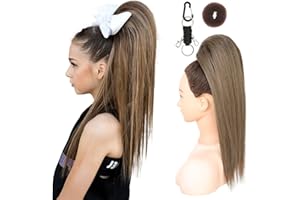 SEIKEA Cheer Ponytail Hair Piece, 16" Ash Blonde Straight Cheerleader Hairpiece Ponytail Extension for Cheerleader Competition, Dance