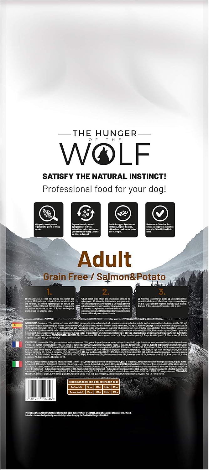 The Hunger of the Wolf Dry Dog Food, for All Breeds and Allergic Dogs Delicate Grain Free Formula with Salmon and Potatoes - Image 4
