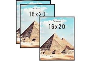Fun Memories 16x20 Poster Frame 3 Pack - Scratch Proof Picture Frame for Photos, Posters, Art Prints | Horizontal or Vertical Wall Mounting | Black