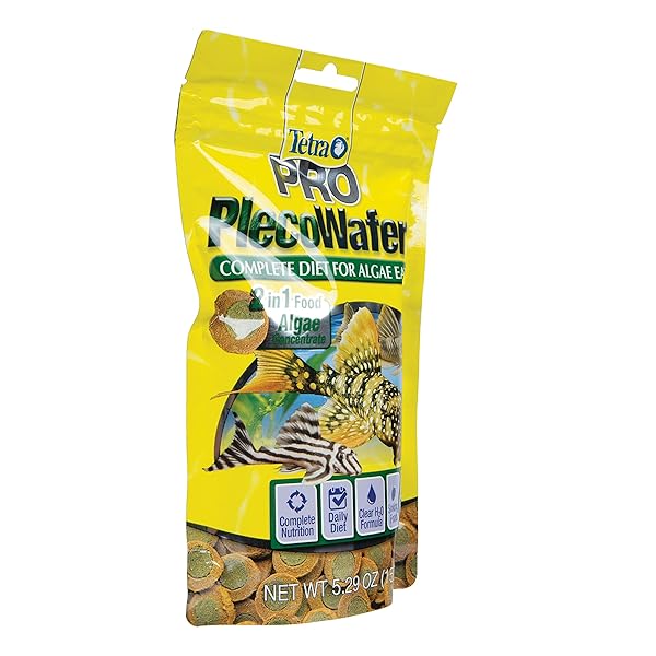 TETRA PRO PLECOWAFERS 5.29 OUNCES, NUTRITIONALLY BALANCED VEGETARIAN FISH FOOD FOR BOTTOM FEEDERS, CONCENTRATED ALGAE CENTER