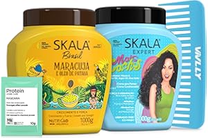 VIVLLY Skala Expert Curly Hair Care Kit – Mais Cachos & Maracuja Curl Creams 1000g/35.2oz Each | Viral TikTok Favorites | Brazilian Hair Products for Defined, Nourished Curls + Home Care Protein + Free Comb