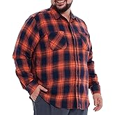 BEFRIED Flannel Shirt for Men Big and Tall (Size XL-6XLT) Button Down Long Sleeve Plaid Shirts Mens Casual Daily Fall Shirts