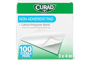 CURAD Sterile Non-Adherent Pads (Pack of 100), 3"x4", for gentle wound dressing and absorption without sticking