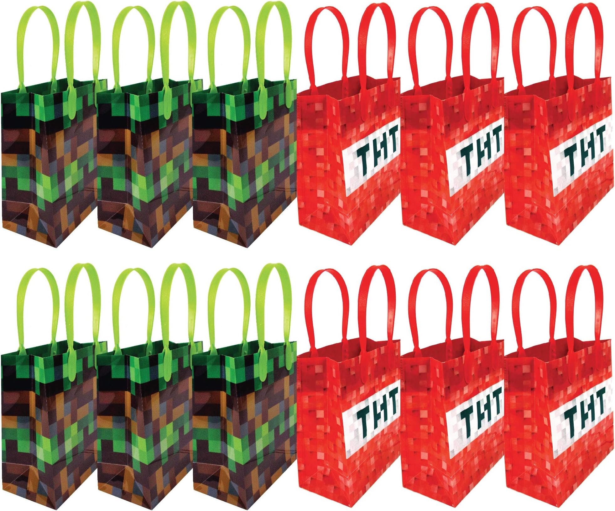 Pixels Miner Themed Party Favor Bags Treat Bags, 12 Pack