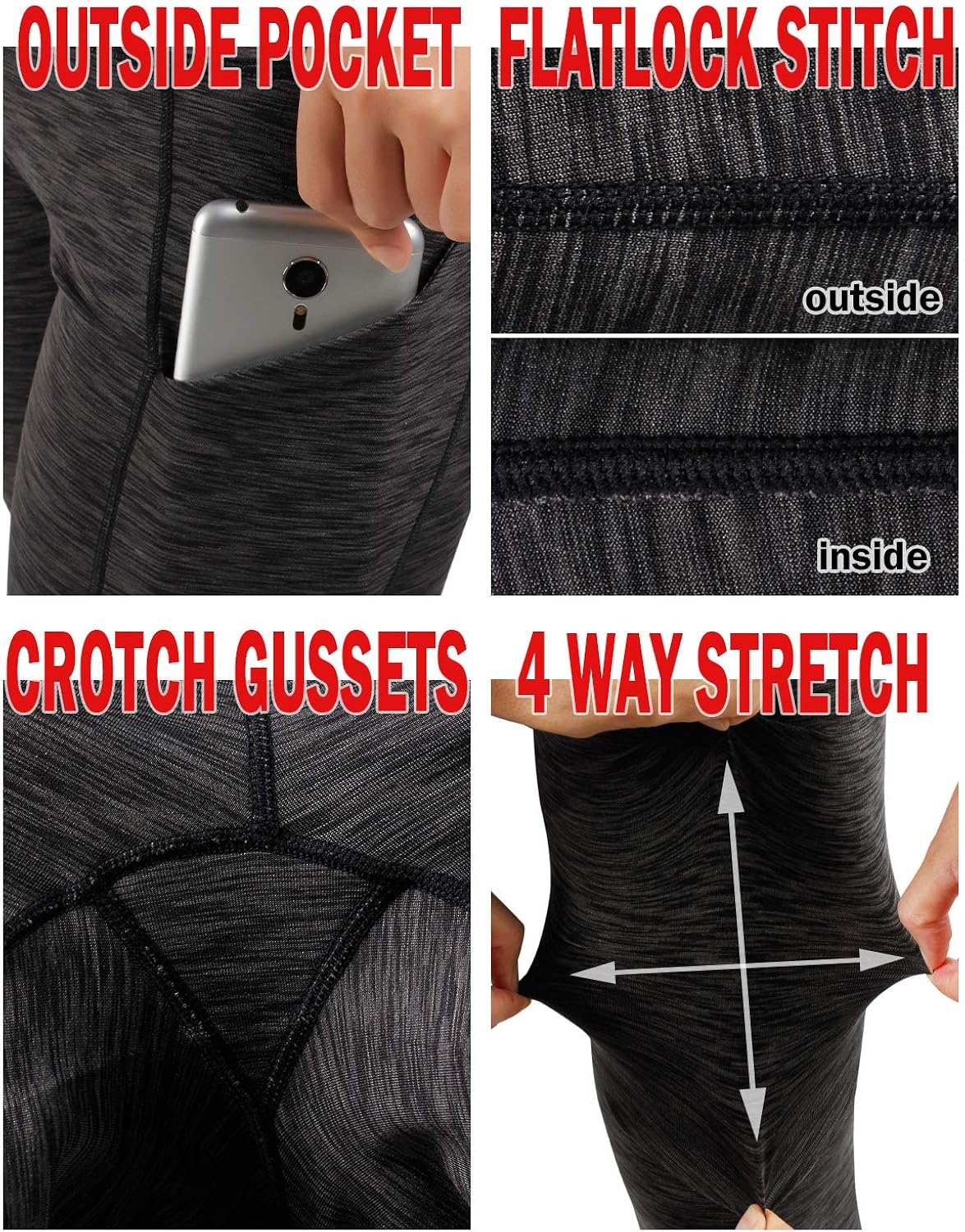 ODODOS Out Pocket High Waist Yoga Pants,Tummy Control,Pocket Workout Yoga Pant: Clothing
