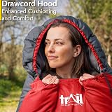 Trail Alpine 400 Hooded Sleeping Bag Red 0C -10C 4 Season Camping view 4
