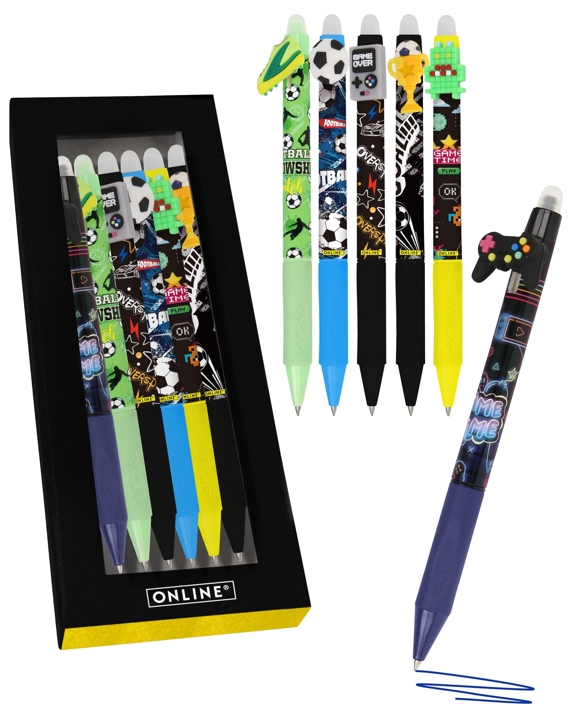Online MagiXX Fun Boys Erasable Gel Pens, 6pcs Erasable Gel Pens 0.7mm Line Thickness Erasable Ballpoint Pen Learning Writing Office I Compatible with Frixion I Pen