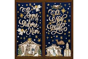 DULEFUN Christmas Window Clings 6 Sheets Jesus Nativity Window Stickers Decals Double-Sided Christmas Glass Window Decoration for Xmas Home Kitchen Office Decor Winter Holiday New Year