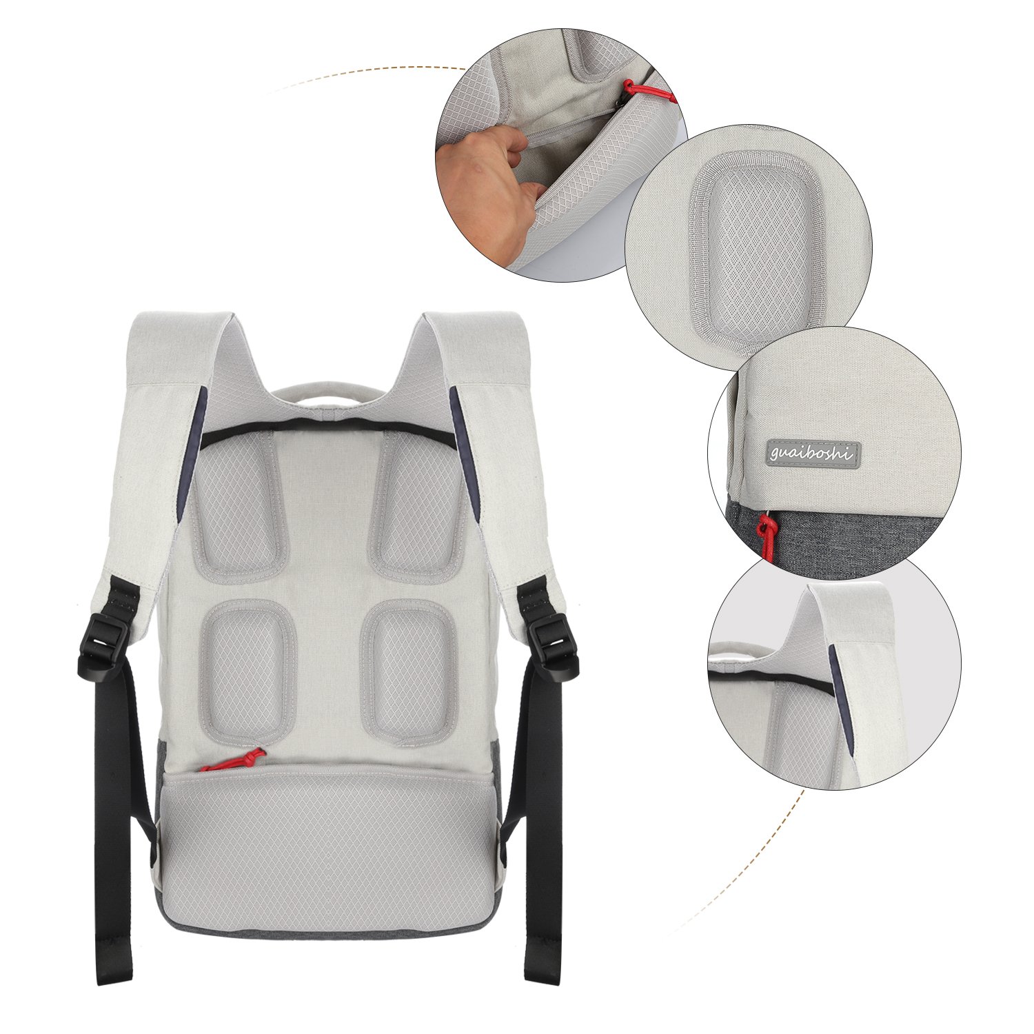 Guaiboshi Laptop Backpack with USB Charging Port, Water Resistance Notebook Backpack 15.6\