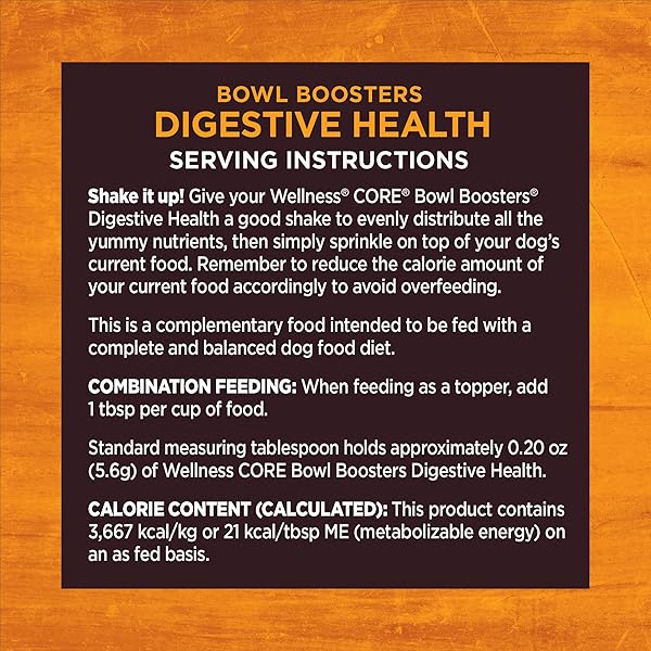 WELLNESS BOWL BOOSTERS, DOG FOOD TOPPER FOR SMALL, MEDIUM, & LARGE BREEDS, GRAIN FREE, NATURAL, FREEZE DRIED, DIGESTIVE HEALTH CHICKEN, 4 OUNCE BAG (PACK OF 1)