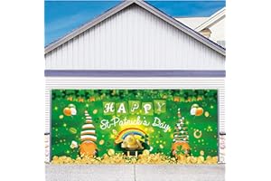 St Patrick's Day Garage Door Decorations Banner ROOKEA 6 x 13 Ft St Patricks Day Garage Door Cover Large Shamrock Garage Door Murals Irish Festive Outdoor Decorations Green Party Supplies