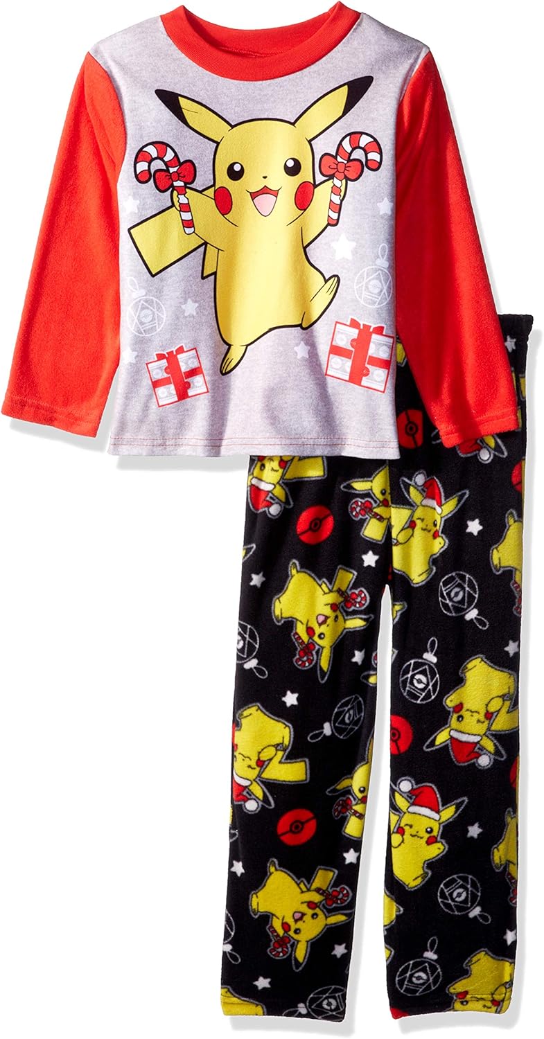 Pokemon Pikachu Boys 2Piece Knit And Soft Fleece Pajama Set Size 6/7