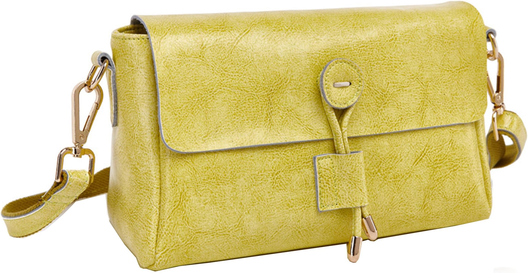 Hereby Kuer Women Leather Candy Color Shoulder Handbag Cross Body Purse Messenger Bag Clutch