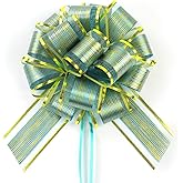 6 PCS Large Pull Bows, Gift Wrapping Bows, Gift Wrapping Ribbon Pull Bows Gift Bows for Wedding Gift Baskets, Party Gift Wrap Bows, Presents Decorating Bows, Holiday Decoration (Green)