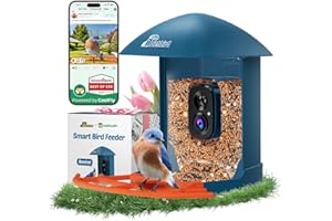 RICHBIRD Smart Bird Feeder with Camera, 2K HD Birdwatching Camera with AI Identify Bird Species & Solar Panel, Auto Video Capture & Instant Notifications, Ideal Gifts for Lover, Deep Blue