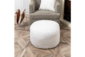 Pouf Ottoman Filler Ottoman Filling 51x31cm Round Poof Seat Insert Floor Bean Bag Chair Foot Rest Filler (White Pouf Filler)