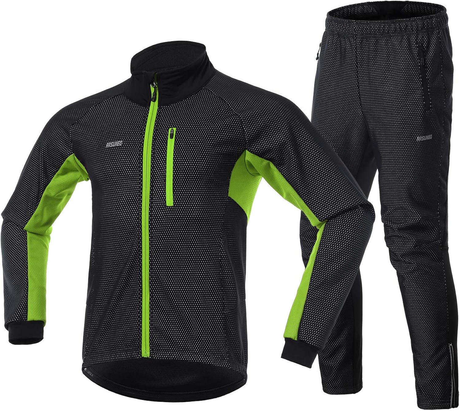 Syshwden Herren Fahrradbekleidung Winter Set - Winddichte Radjacke & Hose Für Outdoor Sport