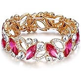 Flyonce Wedding Bridal Marquised Rhinestone Crystal Elastic Stretch Bracelets for Women