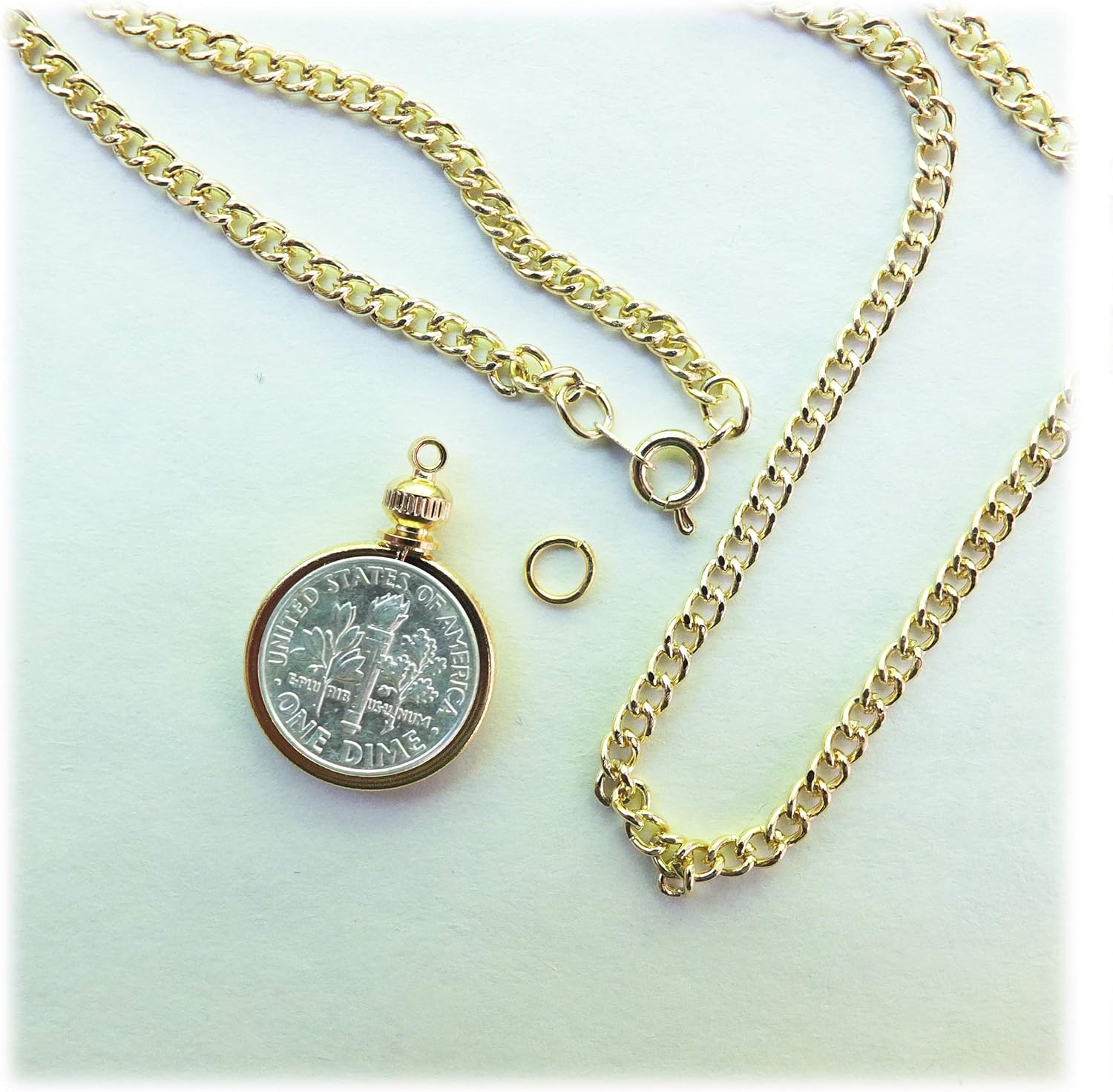 Sonstige Coin Holder Necklace Kit Nickel USA 5 Cent Silver 20" Chain