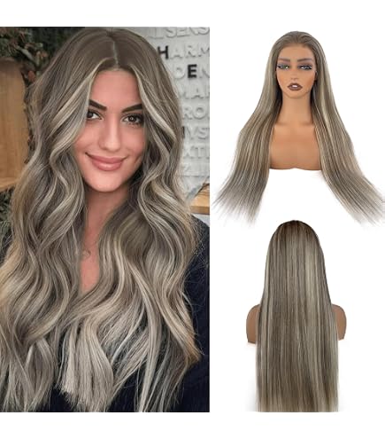 Amazon.com : Highlights Lace Front Wigs Human Hair Straight  display picture 2